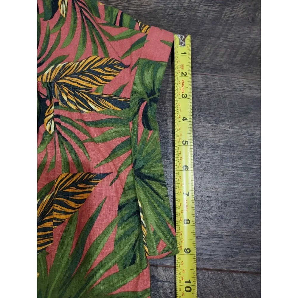 Rachel Roy Linen Rayon Floral Top L Pullover Sleeveless Button V Neck Beachcore - Picture 9 of 12
